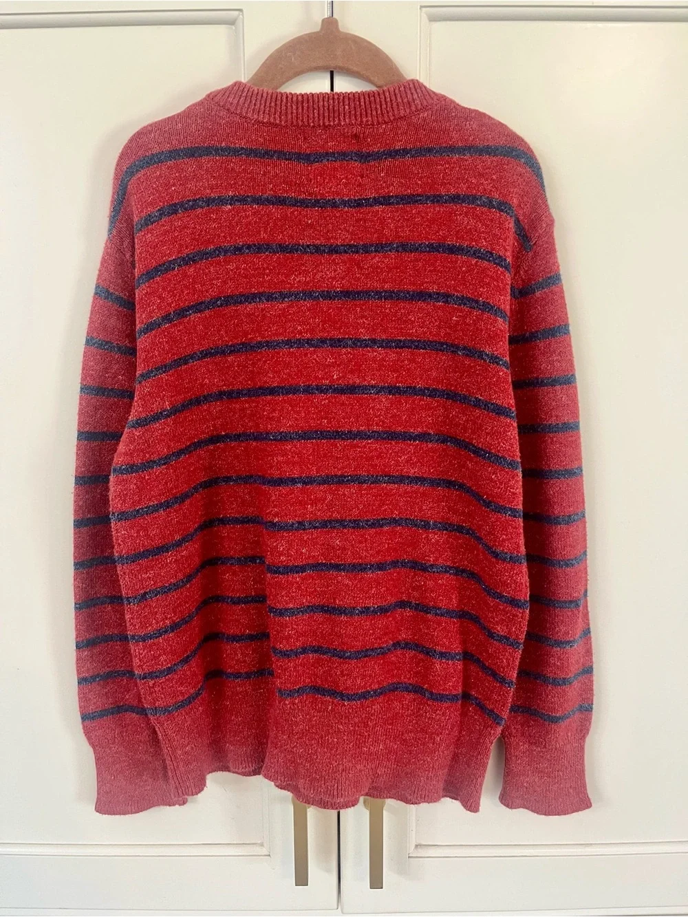 GAP Boys Red & Navy Striped Crewneck Sweater